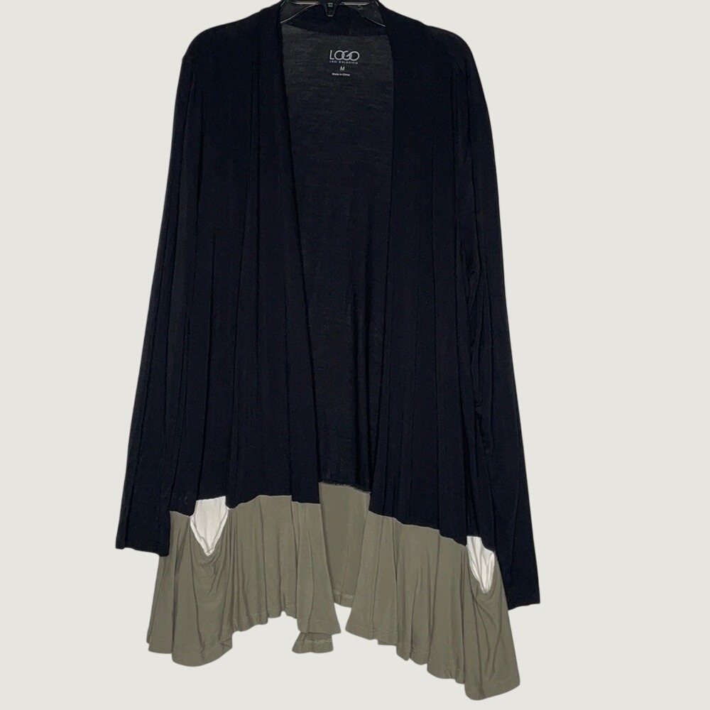 LOGO by Lori Goldstein Open Cardigan black/green M